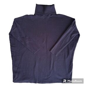 COS Navy Blue Ribbed Funnel Neck Drop Shoulder Oversized Sweatshirt Women's S